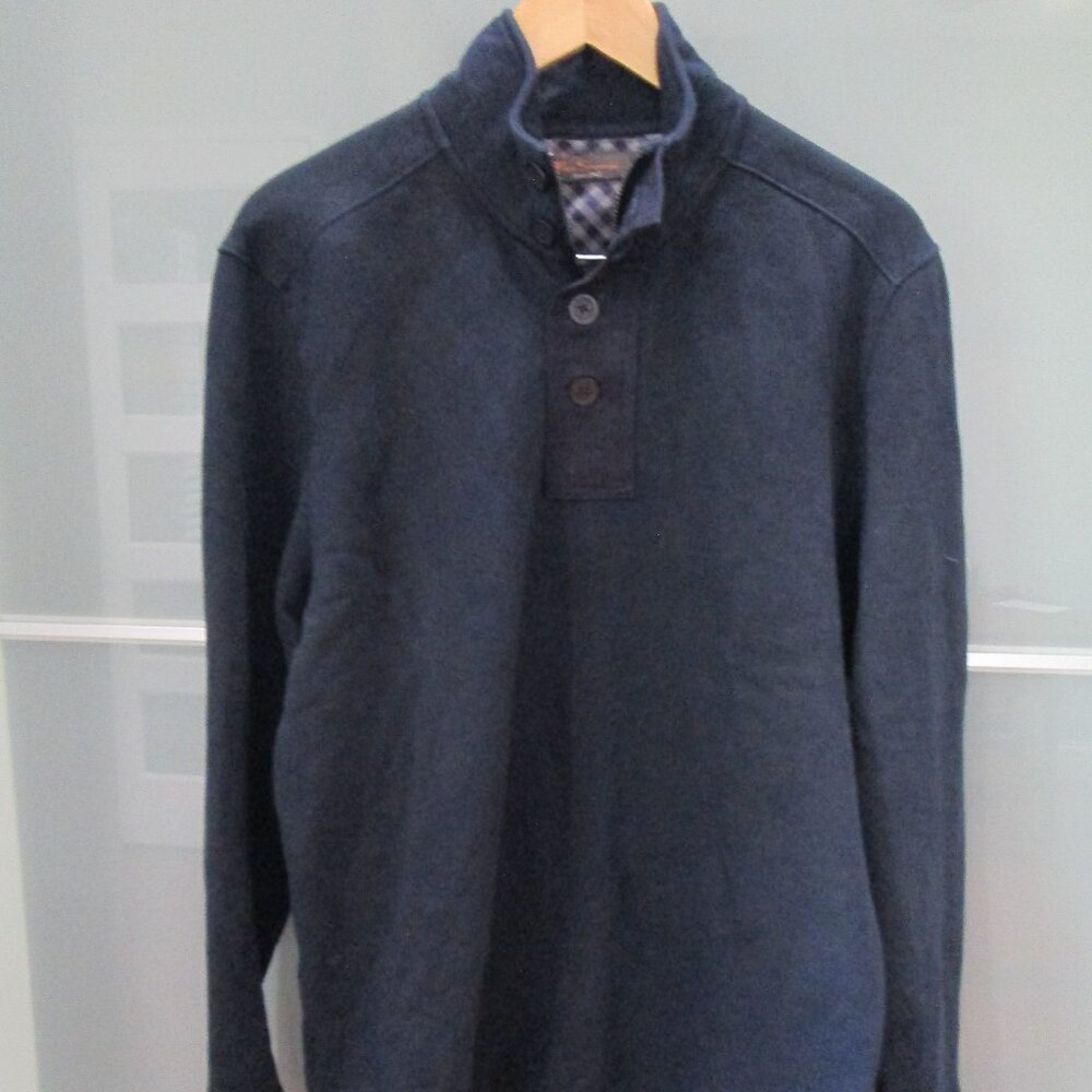 Ben Sherman Long Sleeve Mock Neck Elbow Patch Button & Zip Sweatshirt